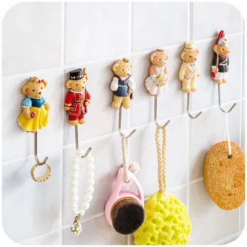 

Free Shipping! 4pcs/lot UK Bear Resin Coat Hook Wall Hanger Key Holder Rural Style Creattve Door and Wall Hook Home Decoration