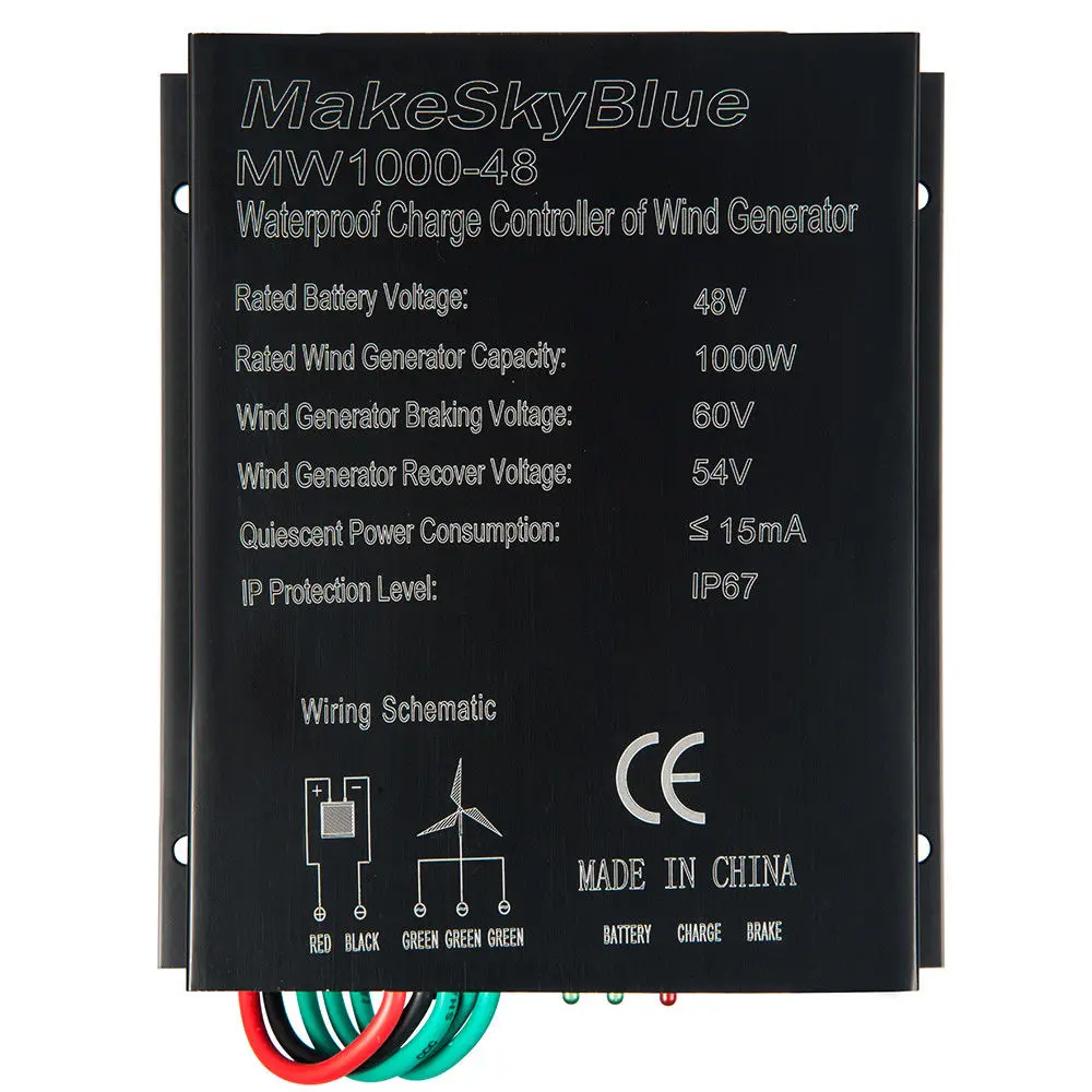MakeSkyBlue Контроллер заряда ветра для 1000 Вт AC генератор ветряной турбины 48 В батареи(WM1000-48) по всему миру