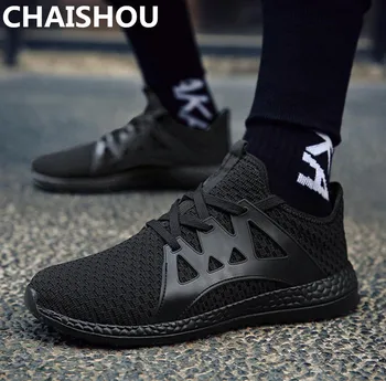 

CHAISHOU 2019 new Plus Size 47 Breathable Men Casual Shoes Lace Up Fashion Mesh Zapatillas Lightweight Sneakers Platform B-175