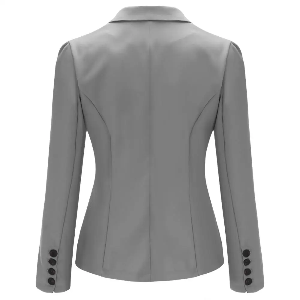 Повседневный Женский блейзер длинный рукав Blaser костюм куртка Femme Серый Блейзер