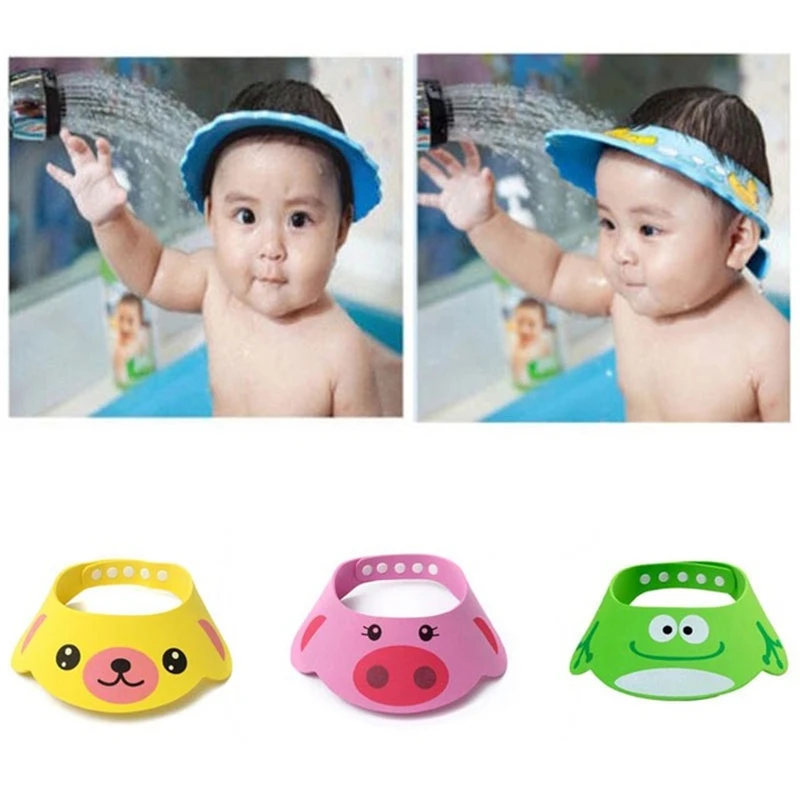 

Hot Sale 1PC Cartoon Cute EVA Soft Baby Bath Shower Caps Kids Washing Head Cutting Hair Shield Hats