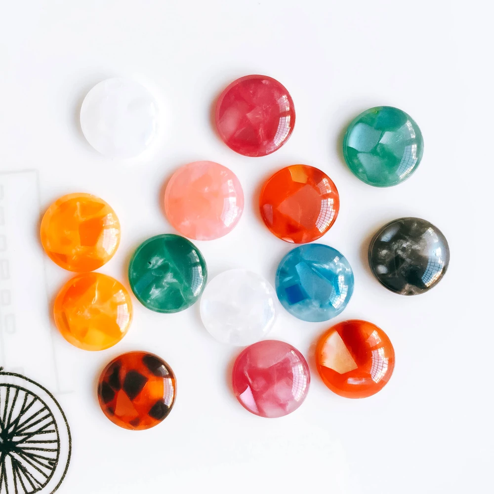 

Round Resin Cameo Cabochons Mixed Color Flat Back Cabochon Setting Supplies for Jewelry Finding