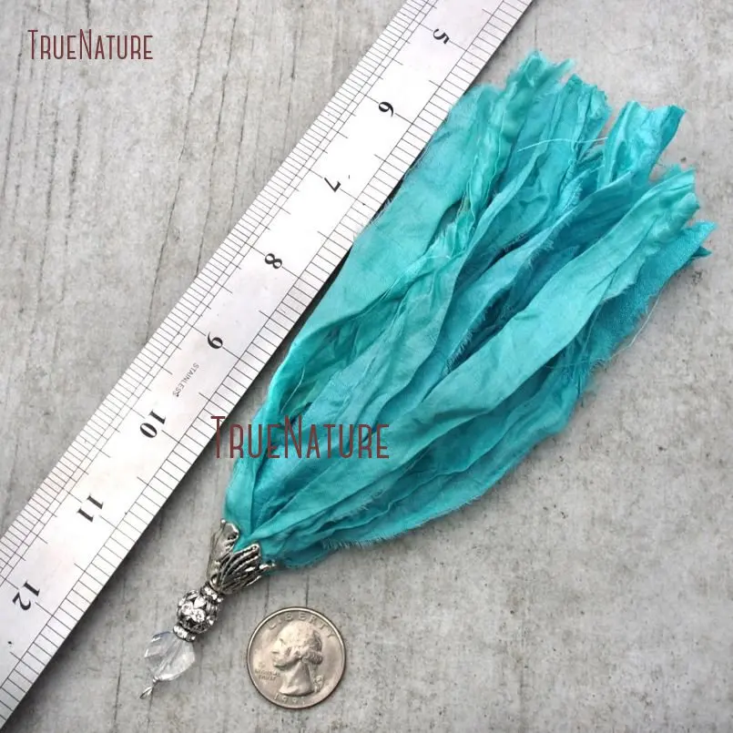 20171212-PM9122- Turquoise Sari Silk Tassel Pendant Antique Silver_3