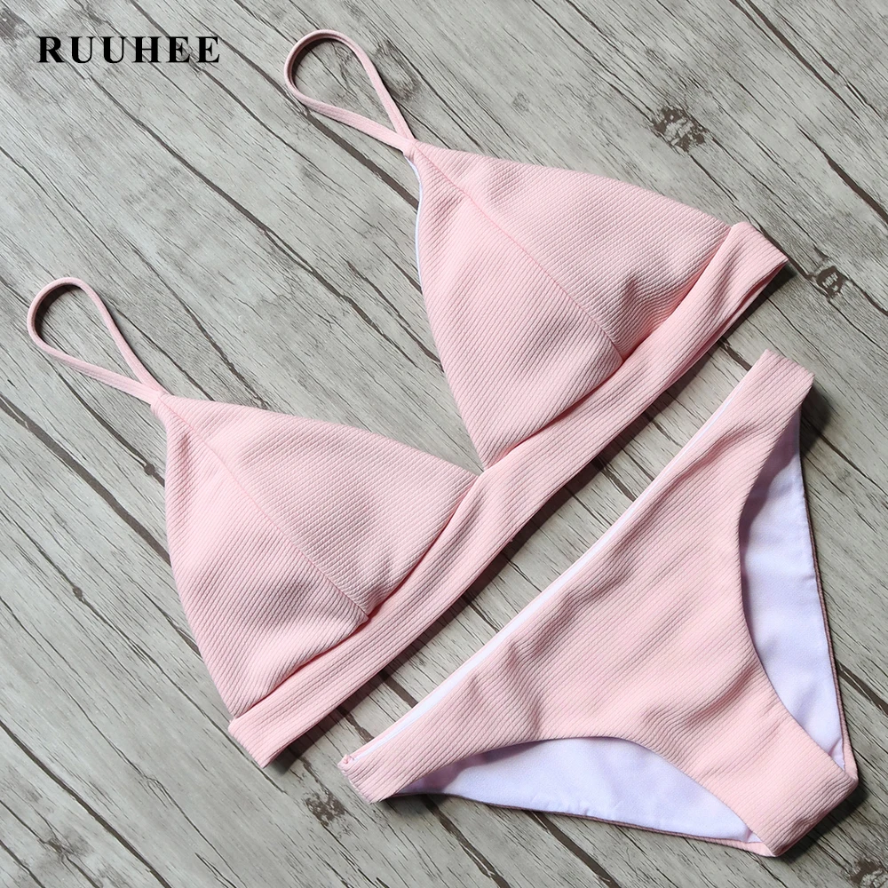 

Solid Bikini Sexy Women Swimwear Brazilian Push Up Bikini Set Bathing Suit Bandage Swimsuit Low Waist Bench Swimsuit Pad
