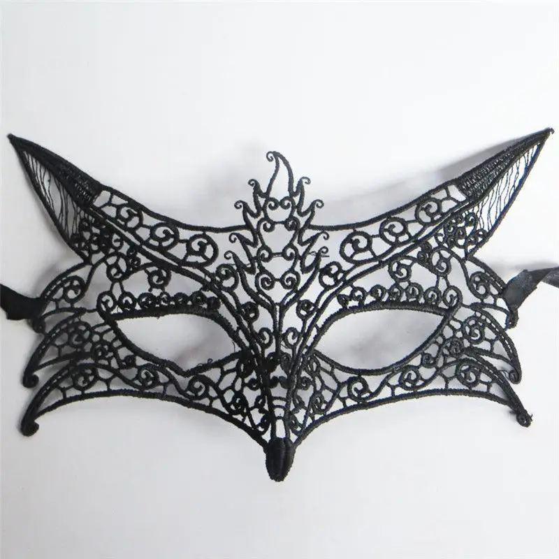 1 шт., черная Сексуальная кружевная маска с лисой, маска для глаз с вырезами на Хэллоуин, маскарадный костюм для вечеринки