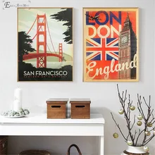 Pósteres e impresiones Vintage Golden Gate Bridge London cuadro decorativo en lienzo de Arte de pared para la decoración del hogar de la sala de estar