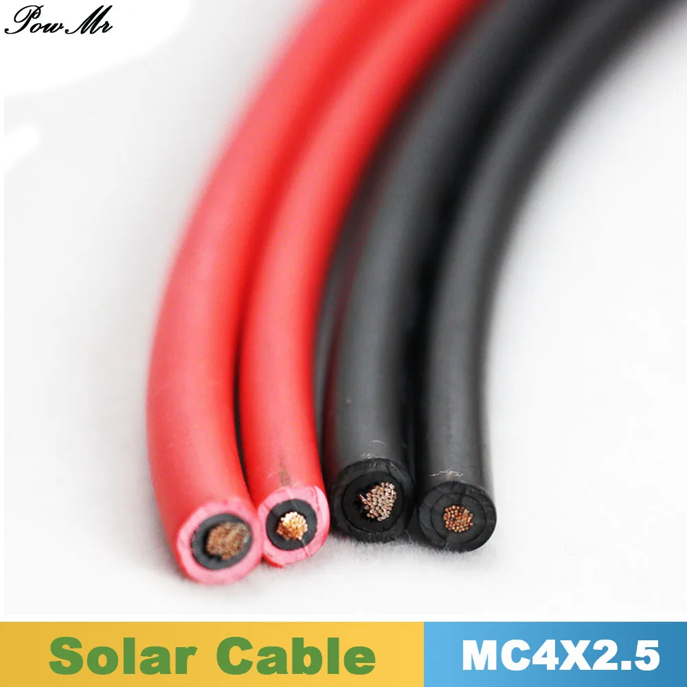 

PowMr 5 Meters Red or Black Solar Connector Cable 2.5mm2 for MC4/MC3 Power Cable with TUV UL Approval Tinned annealed Copper