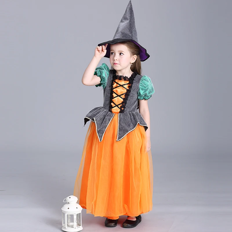 

GSCH Halloween Children's Performance Cosplay Witch Dressing Dresses Costumes Girls Princess Dresses
