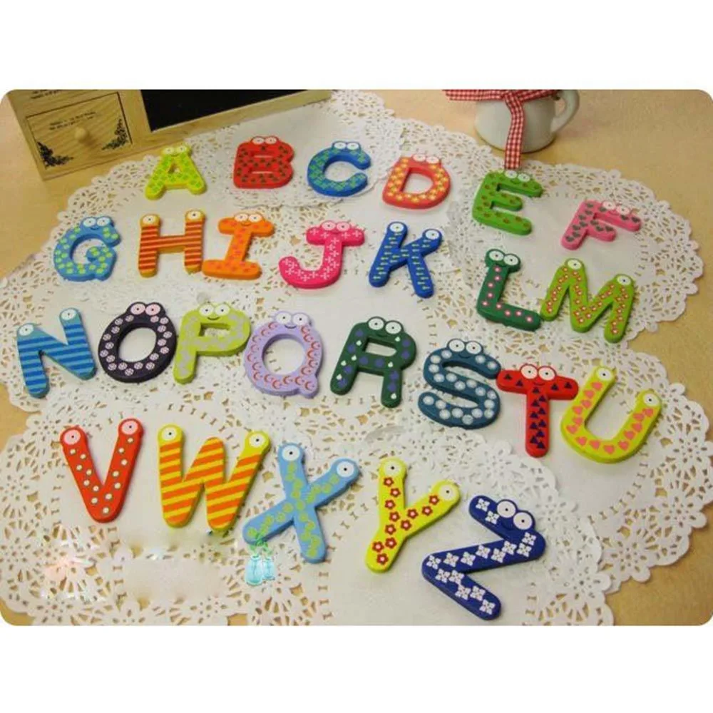 Baby toys 26pcs Letters Kids Wooden Alphabet Fridge Magnet Child Educational
