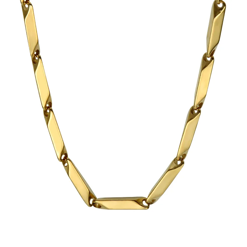 

HIP High Polished Gold Color Titanium Stainless Steel Chain 55CM 3MM Thin Stick Aberdeen Chain Necklaces for Men Jewelry