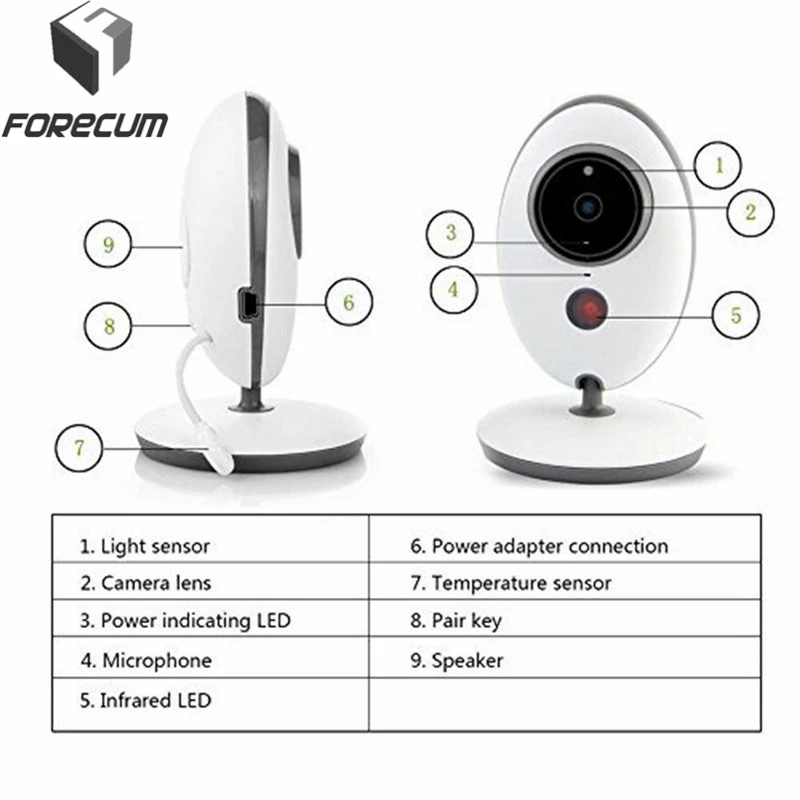 FORECUM Wireless Digital video baby monitor camera LCD Display VB605 two way talk back Surveillance monitors monitoring cameras FORECUM Wireless Digital video baby monitor camera LCD Display VB605 two way talk back Surveillance monitors monitoring cameras