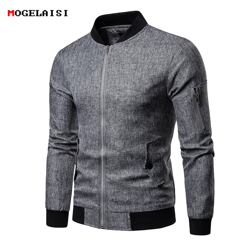 Buy Linen Men Jackets Casual Autumn Rib Sleeve Brand