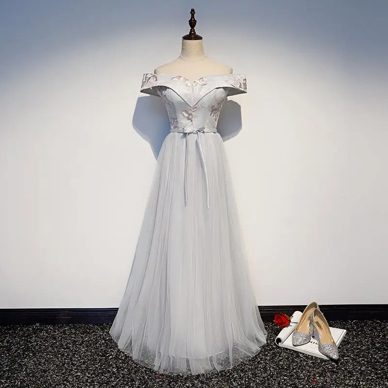 Robe De Soiree серые трапециевидные длинные платья подружек невесты элегантные свадебные вечерние платья официальные платья Robe Demoiselle D'honneur 05318 - Цвет: Style C