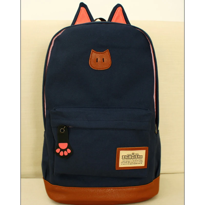 Dasfour женский рюкзак с кошачьими ушками сумка животными mochila холщовый школьный