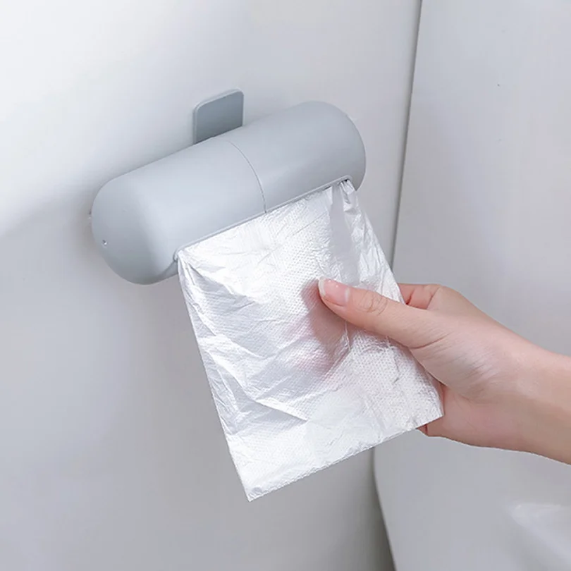 

Garbage Bag Storage Box Capsule Shape Kitchen Plastic Bag Finishing Box Adhesive Wall-Mounted Garbage Bag Box EGL074
