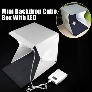 DOITOP Foldable Light Room Camera Photo Studio 9" Photography Lighting Tent Kit Mini Backdrop Box Light Softbox with LED Light
