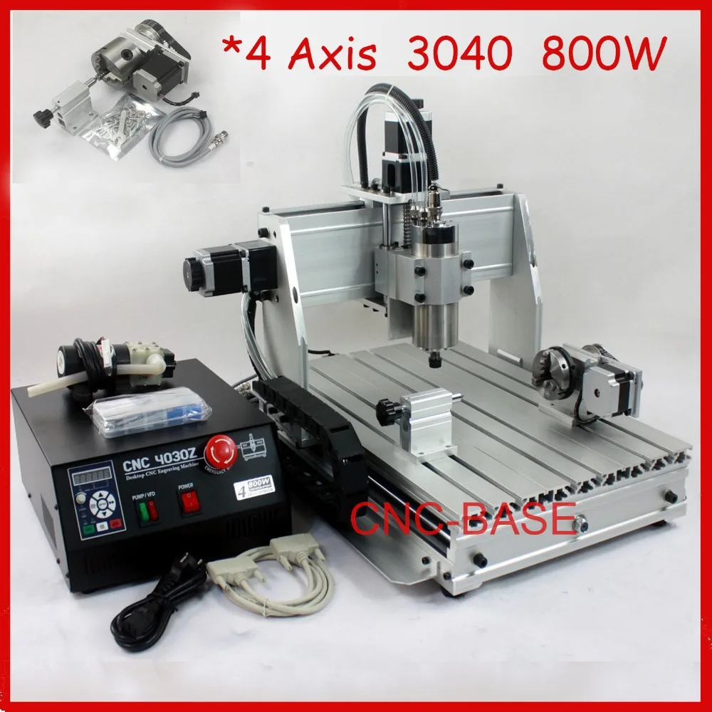 four axis ( rotary axis ) 4 axis 800W 3040 CNC router , wood carving router , mini cnc engraving