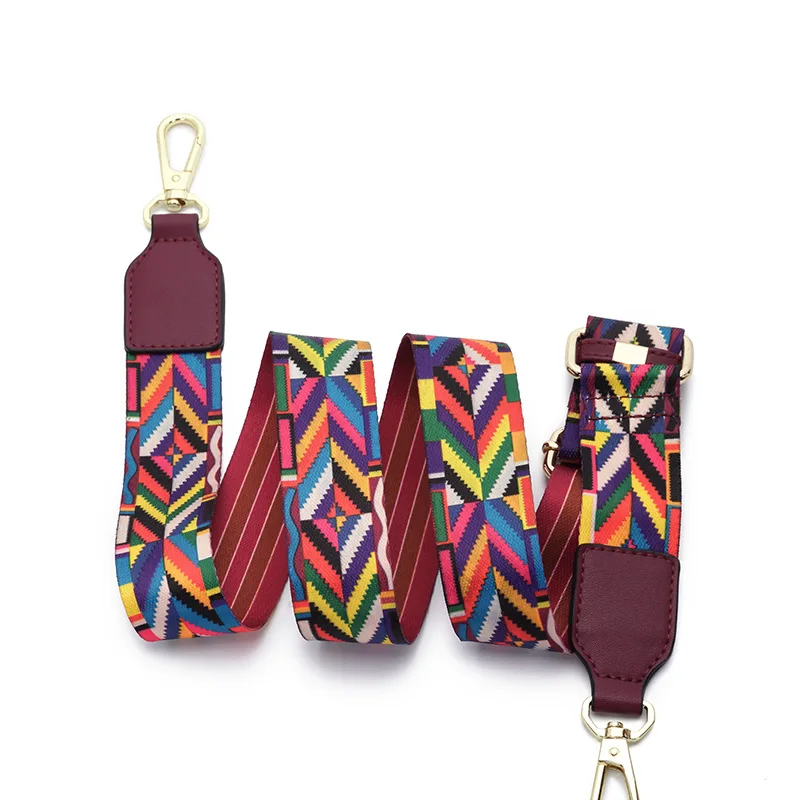 LostSoul модный широкий плечевой ремень для сумки, разноцветный ремешок с геометрическим узором, тканый плечевой ремень для сумки-мессенджеры, аксессуары - Цвет: Wine red