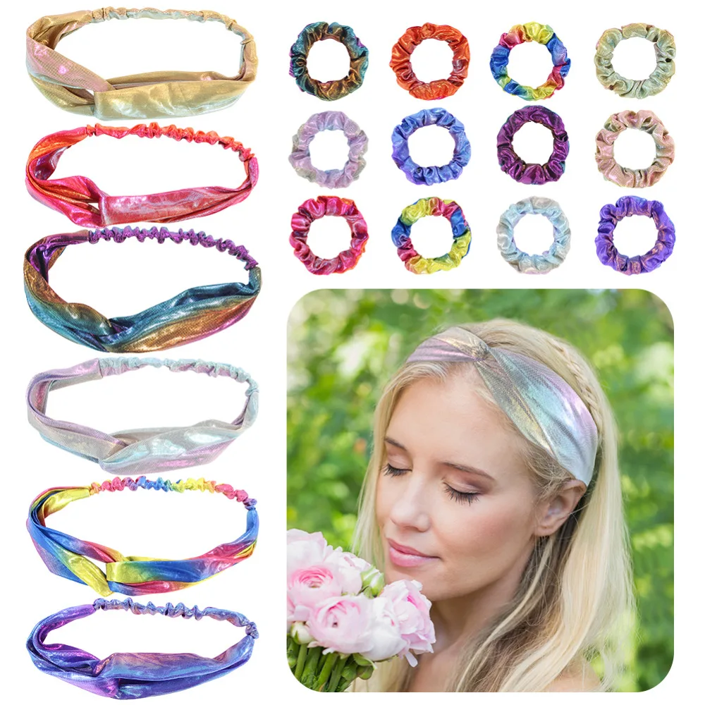 

New 18pcs Women Hairband with 6 Headbands 12 Soft Hair Ponytail Donut Grip Loop Holder Stretchy Hair bands for Girls Wholesale