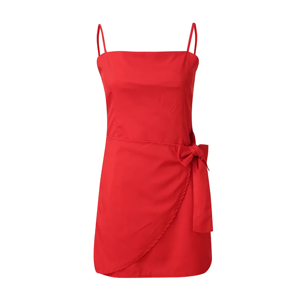 

Women Sexy Summer Dress Sling Preferably Single Color Band Party Mini Dress Off Shoulder Beach Dress Summer Dress 2019