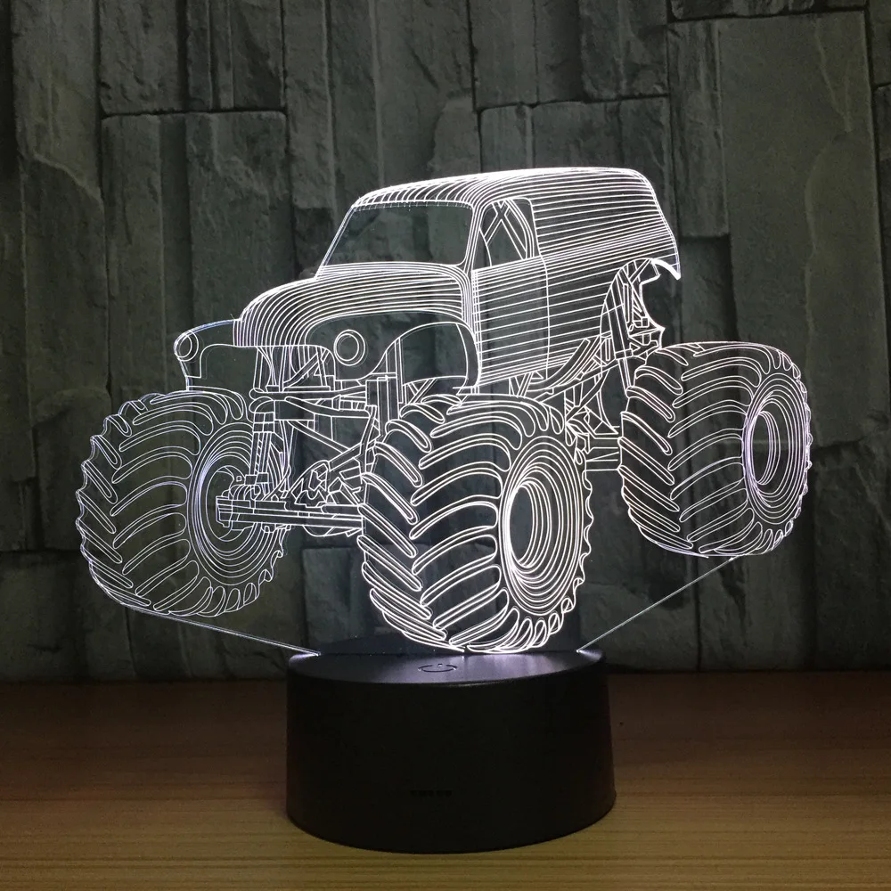 3D цветная лампа для автомобиля, грузовика, форма авто, 3D Голограмма, домашнее освещение, декор для спальни, настольная лампа, лучший подарок на год, классный светильник
