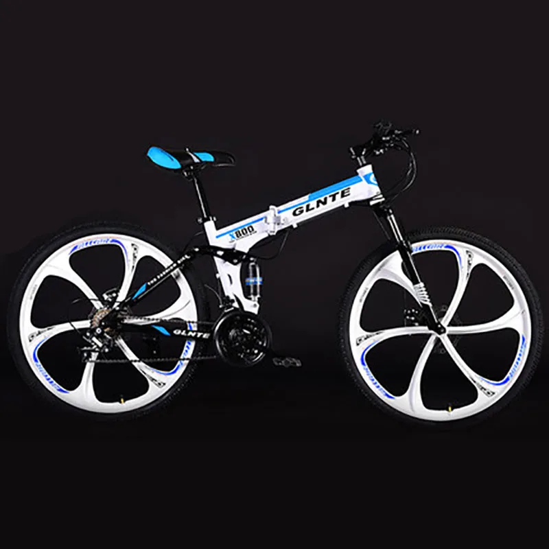 Top Folding Mountain Bike 26 Inch Double Suspension System Non-slip Six-cutter Wheel 3