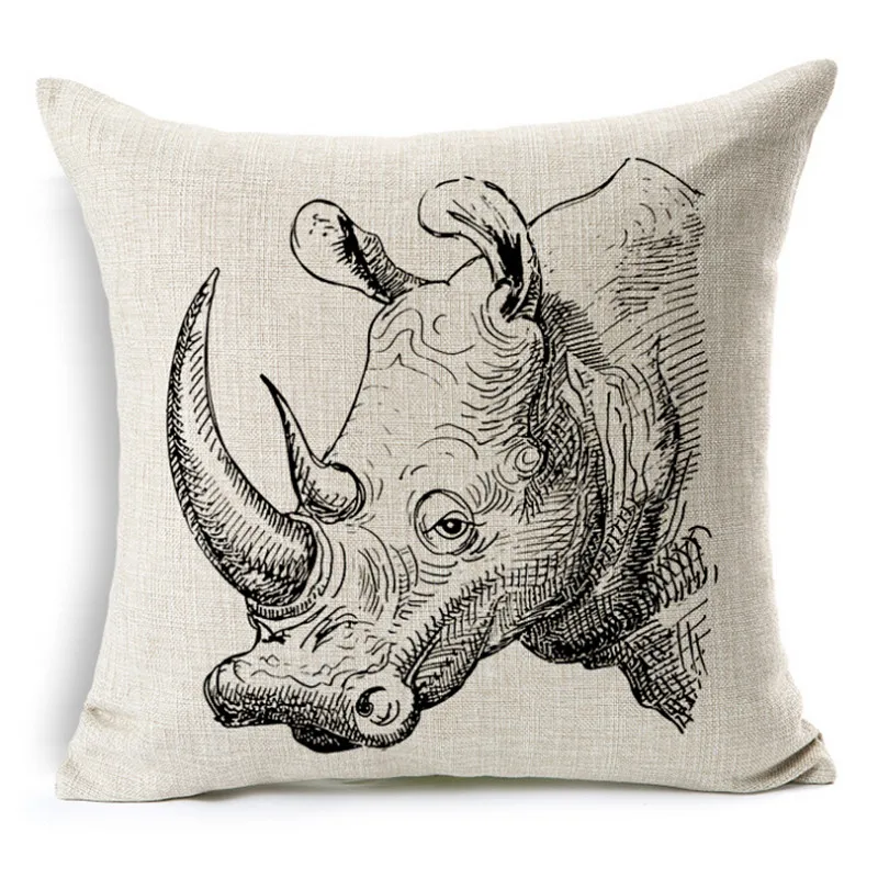 

Deer set Cushion Without Core Custom Cotton Linen Decorative Throw Pillows&Rhino&Animal Sofa Chair Cushions Home Deco 45*45cm