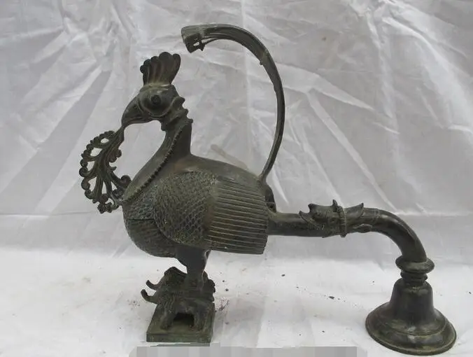 

Chinese folk Bronze Copper Phoenix Zun bird sit Elephant Incense Burner Censer