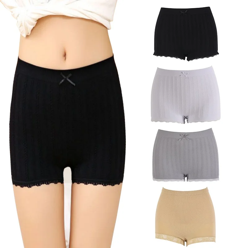 Hot Sales Women Cotton Corset Panties Seamless Anti Emptied Underwear Girl Briefs Slimming Lace Crochet Safety Short Pant