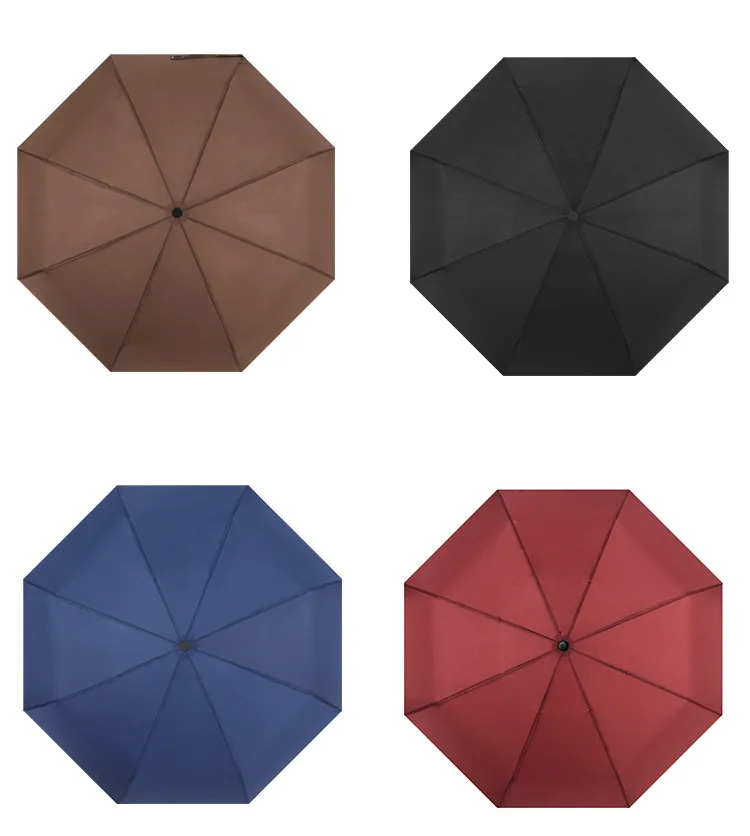 Автоматический зонт дождь Для женщин Для мужчин Классические Бизнес три складные зонты бренд 8 ребер ветрозащитный черный гольф зонтик