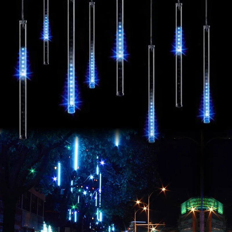 High-Quality-50CM-8-Tube-LED-Romantic-Meteor-Snowfall-Tube-Shower-Rain-LED-Light-holiday-Party (3)
