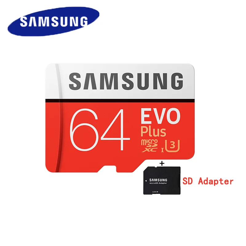 SAMSUNG EVO+ EVO Plus, Micro SD карта, 128 ГБ, 64 ГБ, класс 10, MicroSD, 32 ГБ, UHS-1, карта памяти, 256 ГБ, cartao de memoria - Емкость: 64GB And Adapters