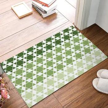 

Modern Green And White Hexagram Lattice Door Mats Kitchen Floor Bath Entrance Rug Mat Indoor Bathroom Decor Doormats