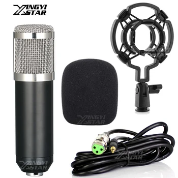 BM 800 700 profesional 3,5mm micrófono condensador con cable para grabación de vídeo estudio micrófono ordenador Karaoke + esponja de montaje de choque