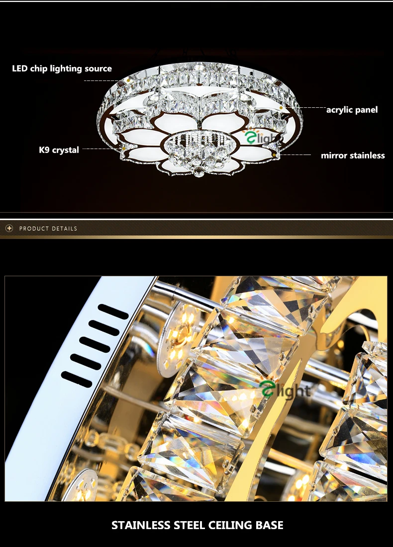 Роскошный современный блеск K9 Хрустальная Светодиодная потолочная люстра цветок хромированная сталь диммируемая акриловая люстра освещение Luminarie