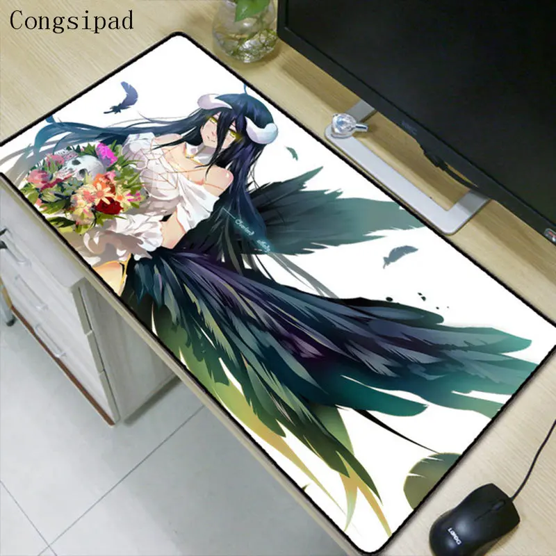 Congsipad Overlord Anime Large Gaming Mouse Pad PC Computer Gamer Mousepad Keyboard Mouse Mats Lock Edge Notebook Laptop Mats