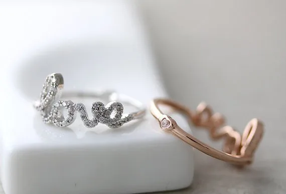 Love Letter Ring Rear side Tiny Heart Infinite Love Ring Best Friend Ring Jewelry Gift Idea