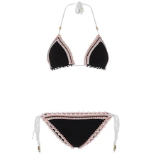 Высокое качество женские ручной работы крючком треугольник бикини Низ сексуальные Холтер купальные брюки