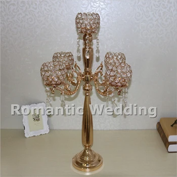 

Free shipment 6PCS/lots 5 arms crystal candle holder for Wedding decorations event products party decorations