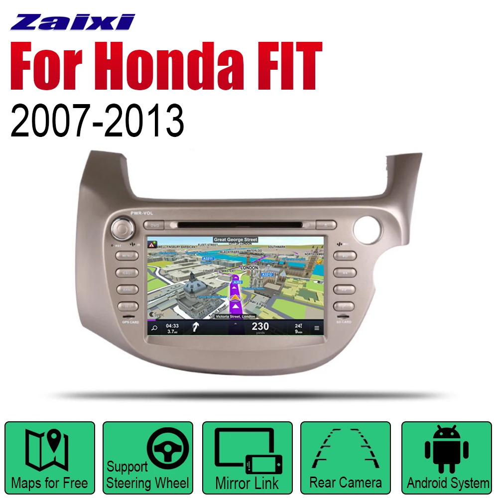 

Auto Radio 2 Din Android Car DVD Player For Honda FIT JAZZ 2007~2013 GPS Navigation BT Wifi Map Multimedia system Stereo RHD