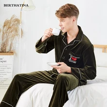 BERTHATINA демисезонный мужской пижамный комплект повседневные модные брюки и топы Домашняя одежда мужские пижамы Модный комплект с рисунком любви