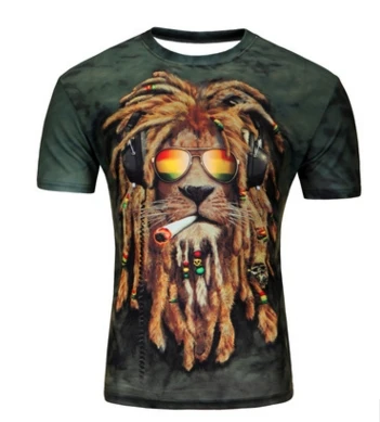 3D Men T Shirt Animal Short Sleeves Cotton Hip Hop O-Neck Tiedye Personalized Shirt Water Printed Teet shirt Men Clothes t shirt