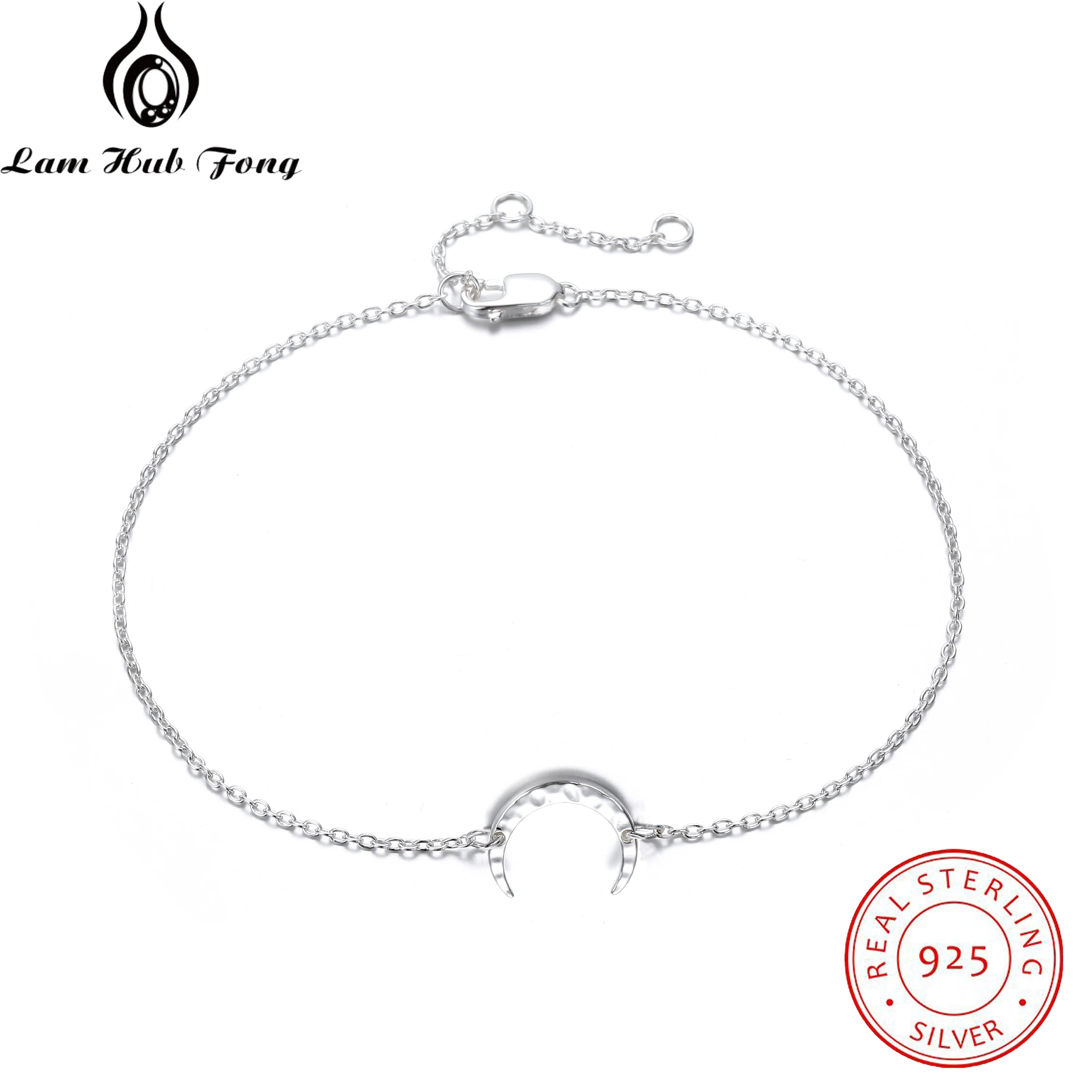

925 Sterling Silver Moon Bracelet Charm Chain Link Bracelet for Women Gold Color Bracelet & Bangle Jewelry Gift (Lam Hub Fong)