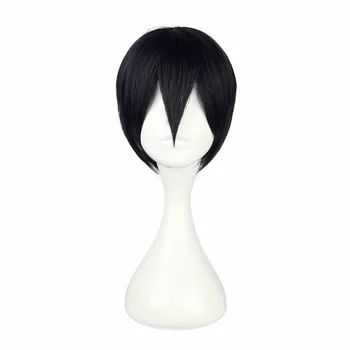 

MCOSER Free Shipping 30cm Synthetic Short Straight Black Color Cosplay Costume Wig 100% High Temperature Fiber Hair WIG-370A