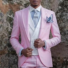 Красивый свадебный костюм жениха смокинги мужские свадебные платья мужской пиджак блейзер Выпускной ужин костюм из 3 предметов(пиджак+ брюки+ галстук+ жилет