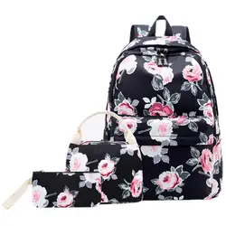 Для женщин Оксфорд Рюкзак Опрятный школьная сумка, коллежд студент дорожная сумка девушки печати рюкзак большой Ёмкость рюкзак 3 шт./компл