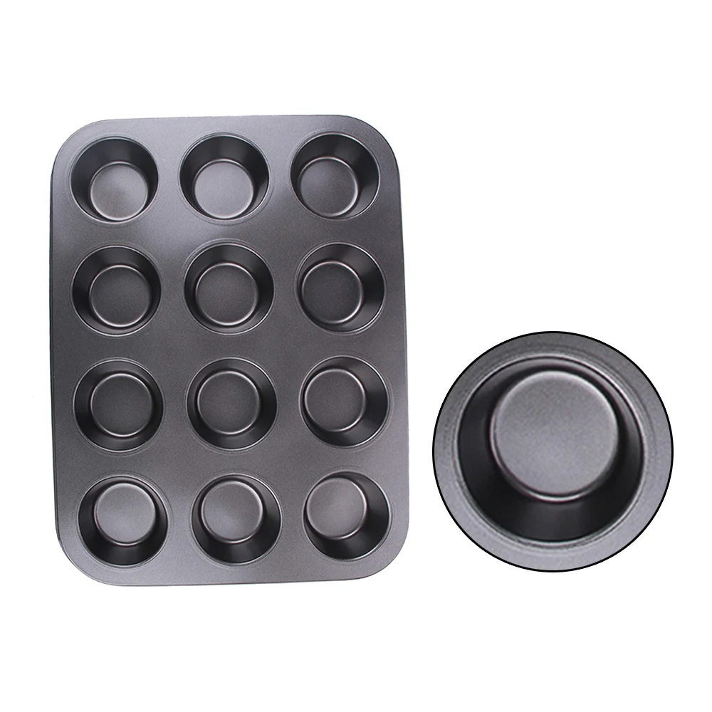 

6/12 Cups Carbon Steel Egg Tart Baking Tray Cupcake Shaped Cake Pan Nonstick Cupcake Baking Tray 3D Cake Tools for Drop Shipping