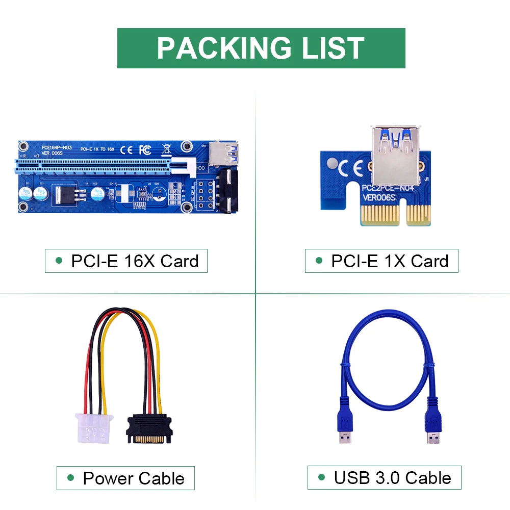 CHIPAL 10 шт. VER006S 0 6 M PCI E Райзер карта Express 1x до 16x расширитель USB 3 кабель для передачи