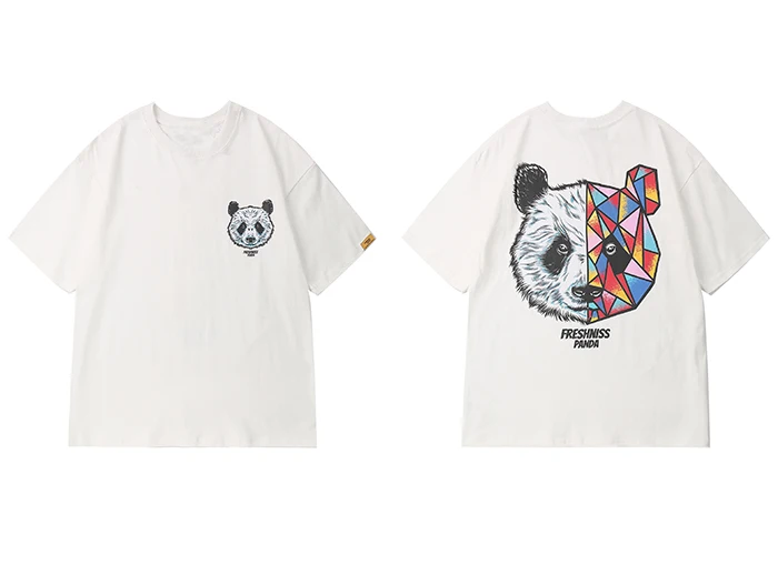 April MOMO хип хоп Харадзюку футболки для мужчин Уличная Новая летняя Геометрическая панда с принтом повседневные мужские топы с короткими рукавами футболки