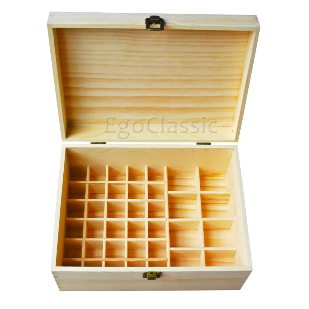

Wholesale Multifunctional New Style wooden Essential Oils Boxes 38 holes 30*15ml and 8*100ml bottles Natural pine without paint